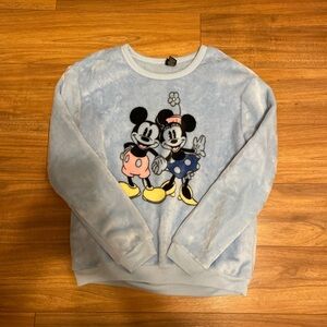 Disney Blue Crewneck Sweater with Mickey and Minnie